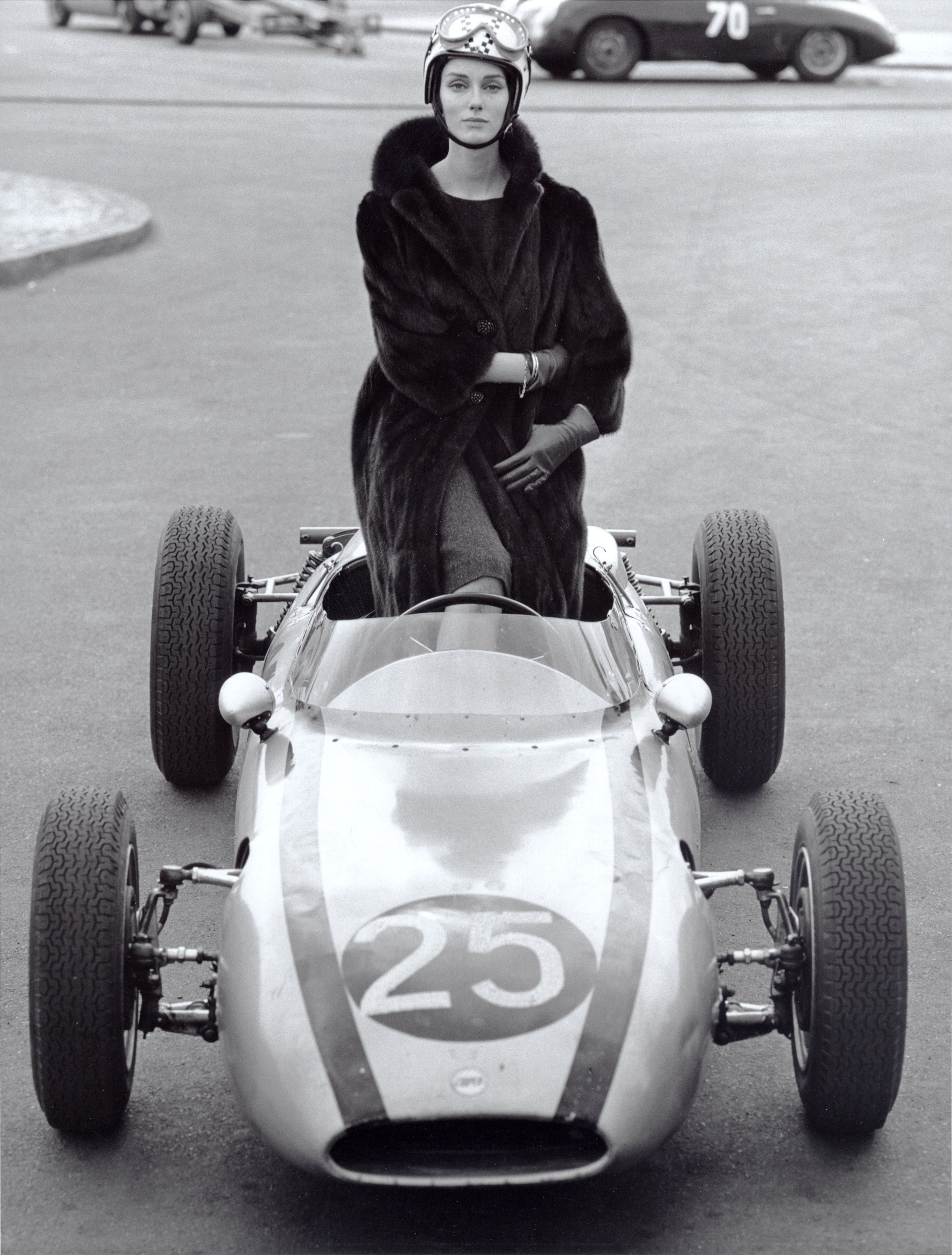 Judy Dent in the paddock at the Avus
