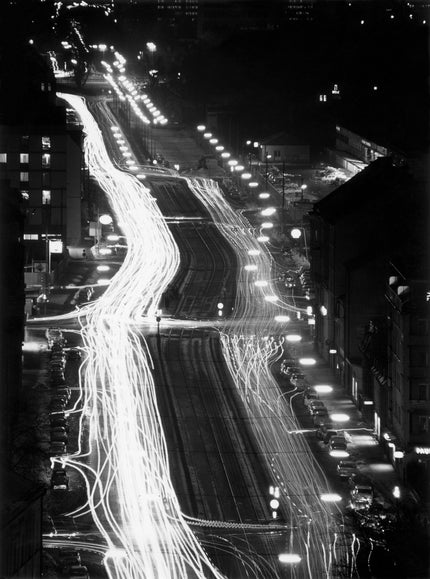 Light trails on road