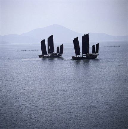 Dschunken auf dem Taihu-See nahe Wuxi